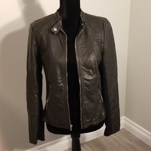 Express black faux leather jacket size medium